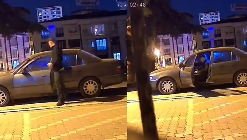 Park Halindeki Otomobili Hızla Çalan Hırsızlık Olayı Kameralara Yansıdı
